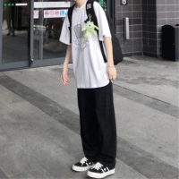 Осенние черные штаны, костюм для отдыха, свободный прямой крой