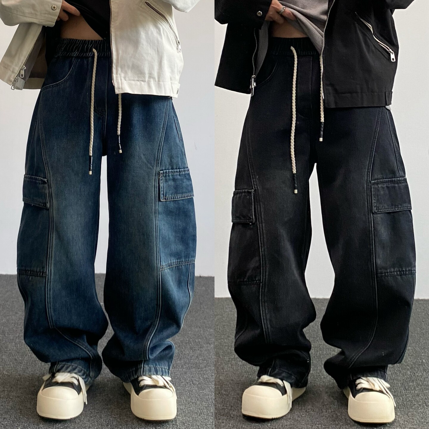 SMDSK EVDY美式复古水洗加绒直筒牛仔裤男垂感宽松阔腿休闲长裤潮,男装,牛仔裤,淘宝优惠券,粉丝福利购,淘宝优惠卷