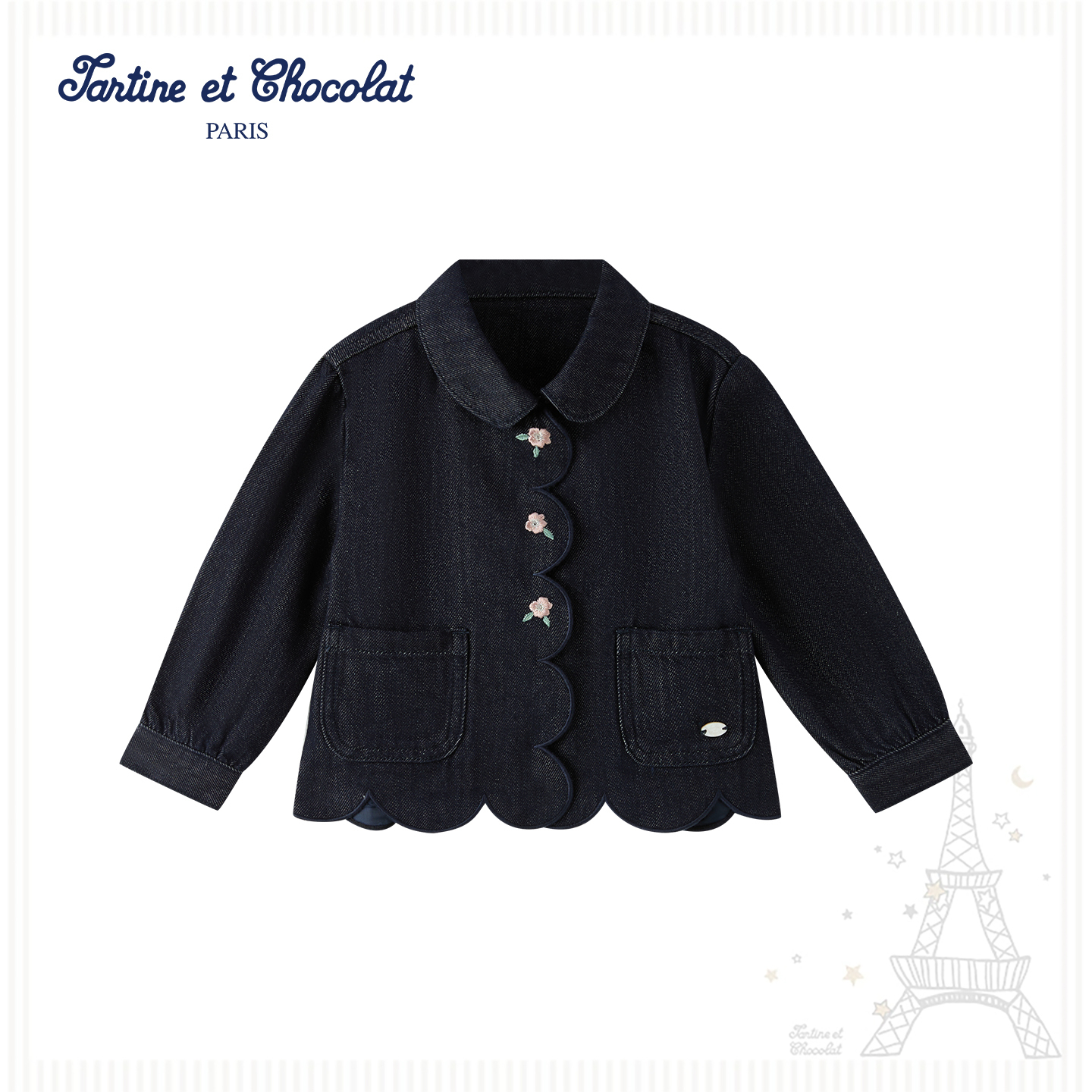 tartineetchocolat法国巧克力童装25秋季新款女童牛仔夹克外套