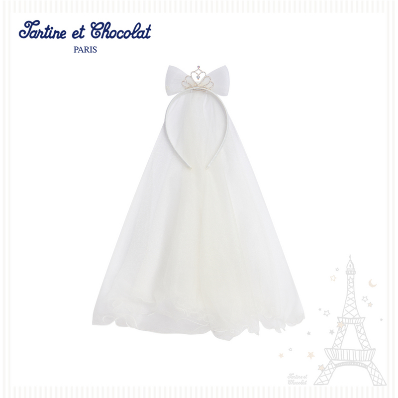 tartineetchocolat法国巧克力童装夏新款儿童网纱蝴蝶结发饰发箍