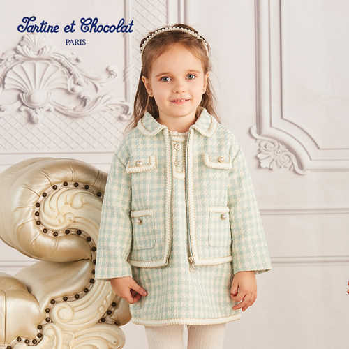 时尚小香风外套法国巧克力童装2