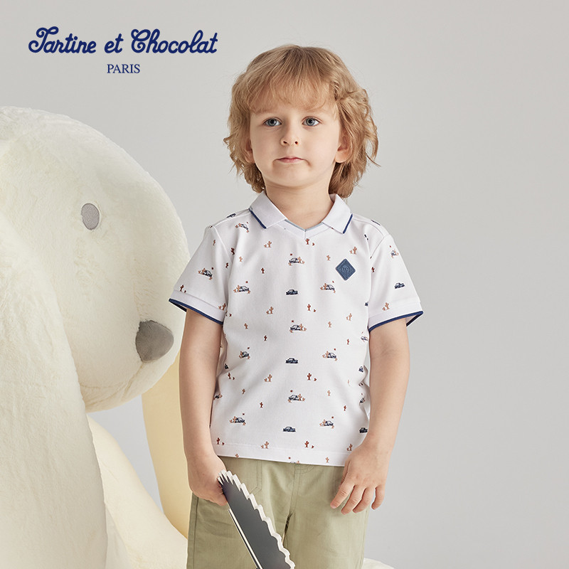 【直播专享价】tartineetchocolat法国巧克力童装夏季男童印花T恤