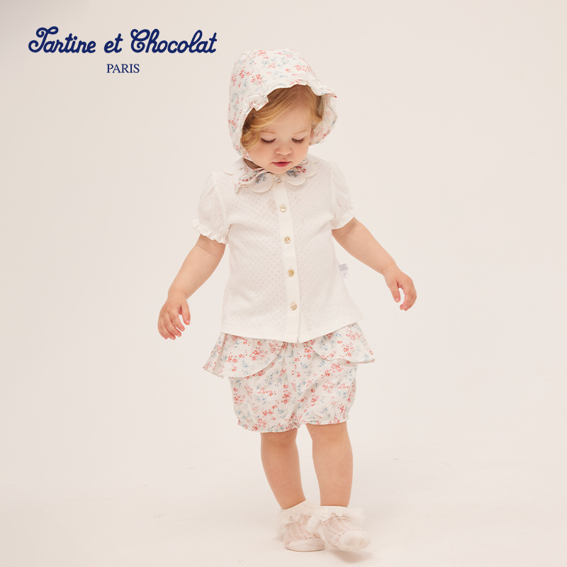 tartineetchocolat法国巧克力童装25夏季新款女婴分体三件套套装