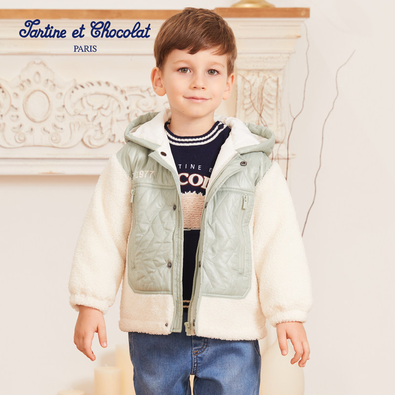 【直播间专享价】tartineetchocolat法国巧克力男童仿羊羔绒棉服,童装/婴儿装/亲子装,棉袄/棉服,淘宝优惠券,粉丝福利购,淘宝优惠卷