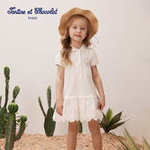 新款 tartineetchocolat法国巧克力童装 25夏季 女童简约拼接连衣裙