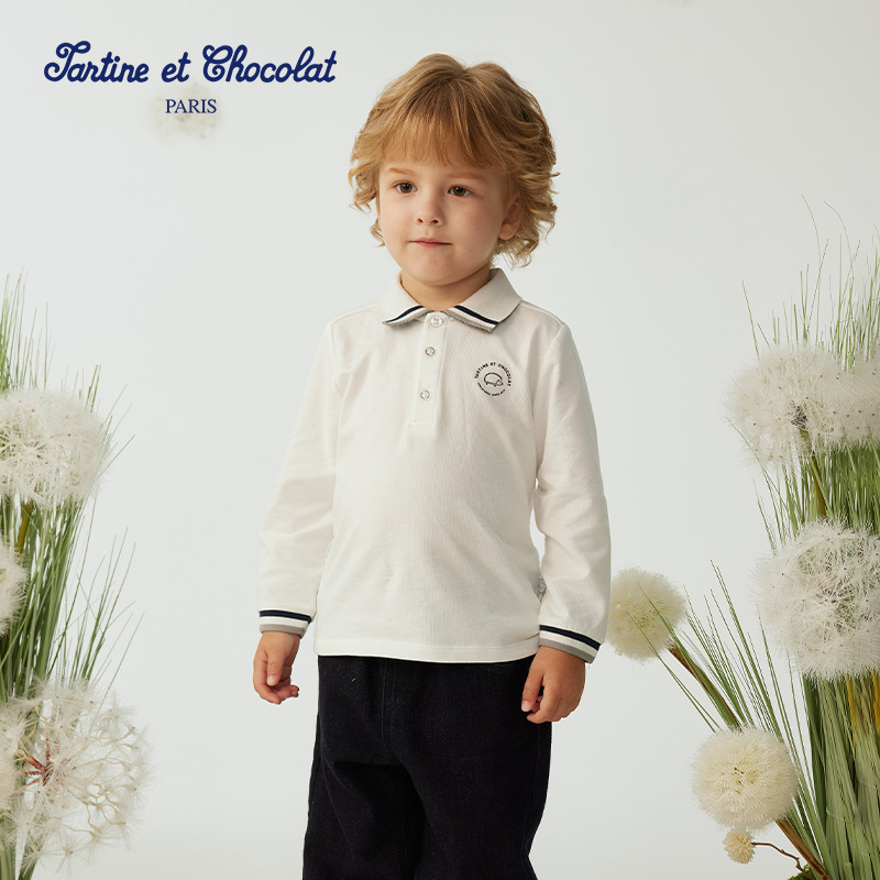 tartineetchocolat法国巧克力童装25秋季新品男童休闲长袖POLO衫