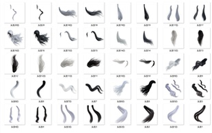 40个黑白两色万能补发丝/头发/马尾刘海COS后期合成/png免抠素材