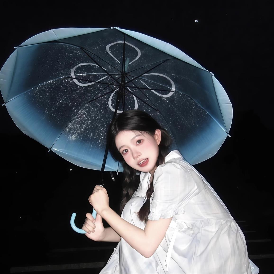 水母伞日系梦幻高颜值长柄雨伞高颜值氛围感拍照出片神器加厚加固