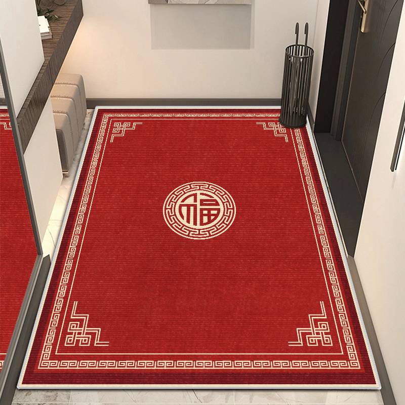 新中式入户门红色喜庆地垫
