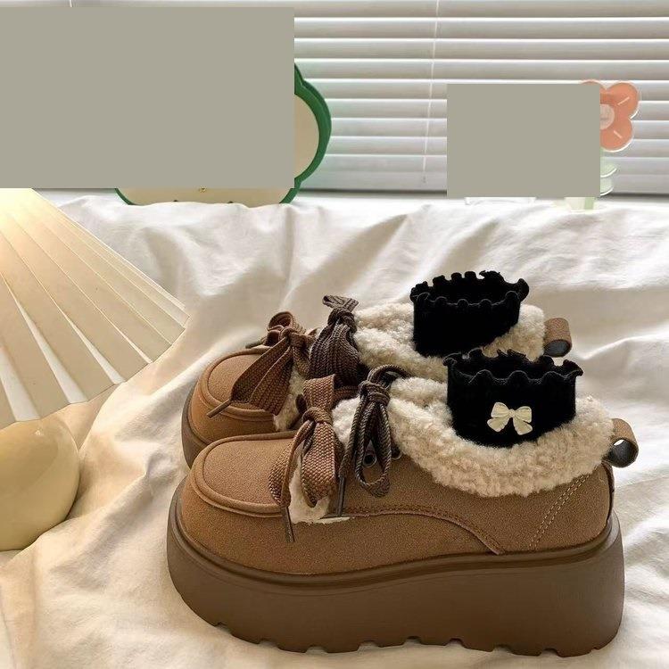加绒勃肯雪地靴女款秋冬季2025新款松糕厚底增高保暖毛毛面包棉鞋