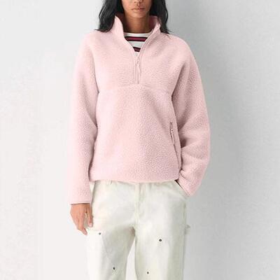 Hixiaohe Womens Sweatshirts Cropped Half Zip Fuzzy Warm