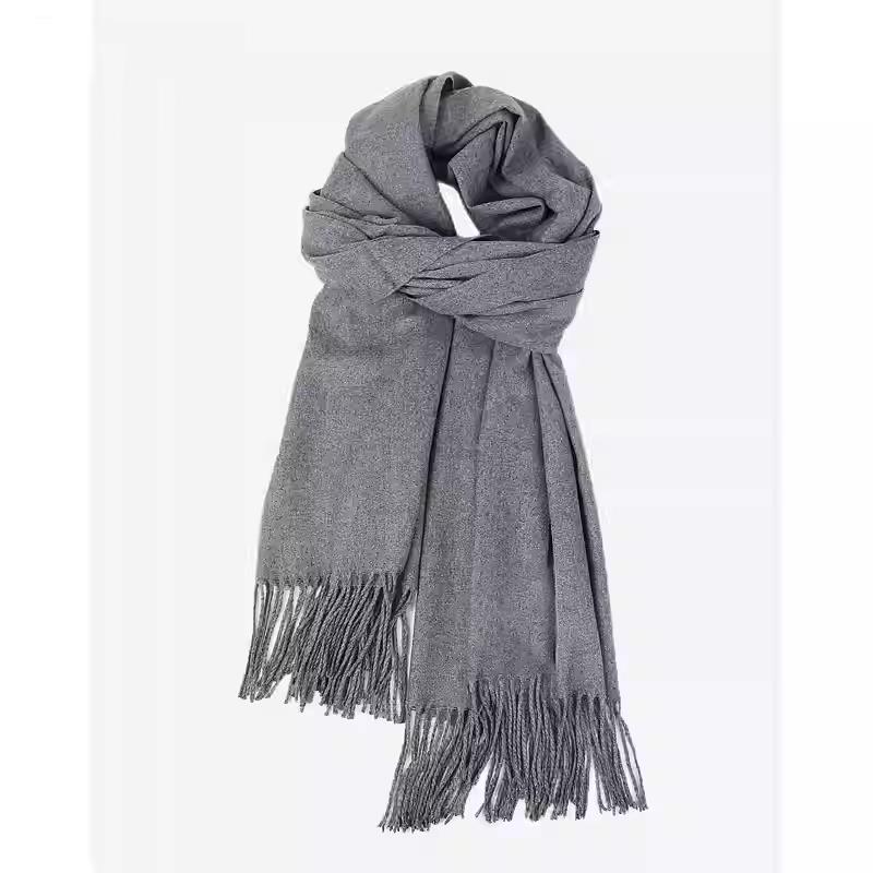 Z家灰色围巾冬季百搭羊绒韩版纯色披肩男女保暖加厚日系流苏围脖