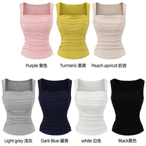 Women's Solid Color Square Neck Top Minimalist Elegant