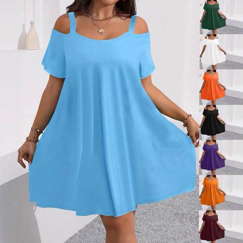 Plus Size Women's Round Neck Short Sleeve Shoulder Cut Out
