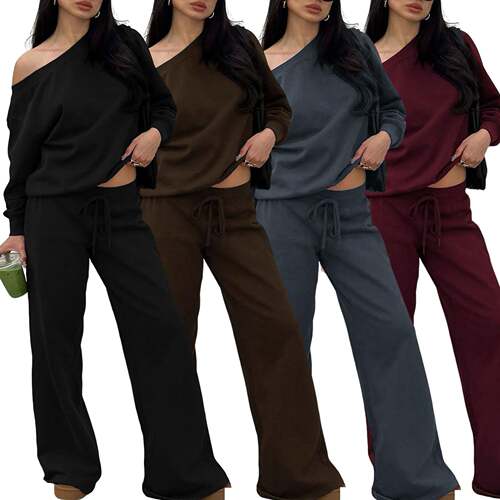 Women‘s Off the Shoulder Long Sleeve Jumper & Pants  2 Piec