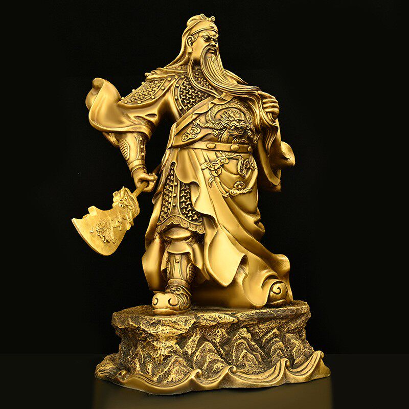 关公铜像武财神黄铜摆件家用客厅供奉神像店铺开业礼品大号关二爷