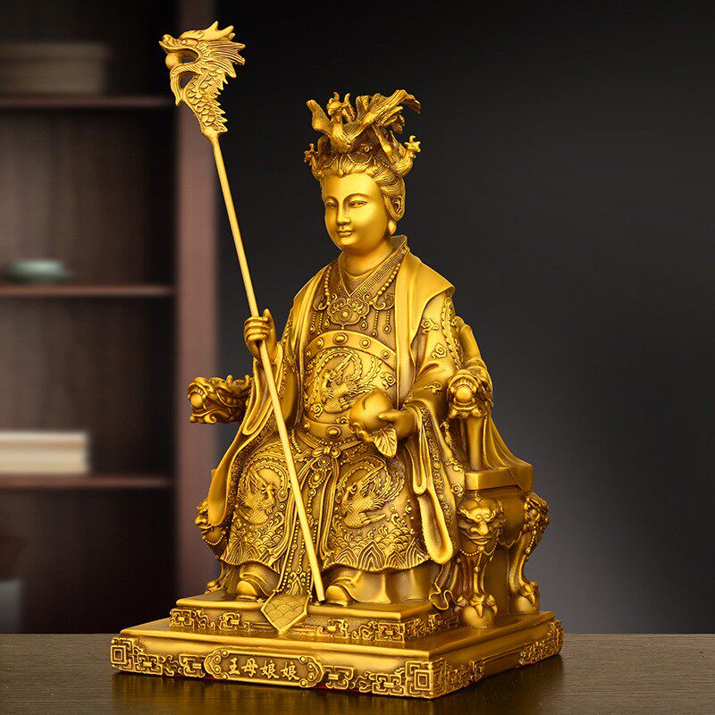 玉帝王母黄铜摆件王母娘娘西王母铜像家居办公室装饰黄铜玉皇大帝