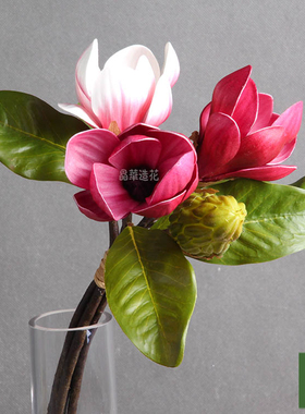 仿真花晶华多头玉兰花软装饰品