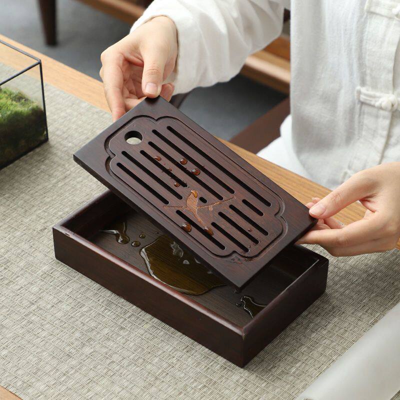小茶盘竹制简易茶台旅行家用盘小型新中式家用精致小茶台竹子托盘