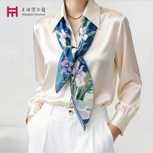 上海博物馆海派旗袍展桑蚕丝周边文创丝巾围巾礼物送老师长辈节日