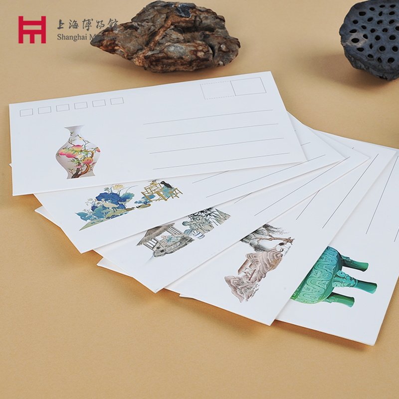 上海博物馆新年贺卡卡片明信片莲塘乳鸭大克鼎立体文创礼物生日