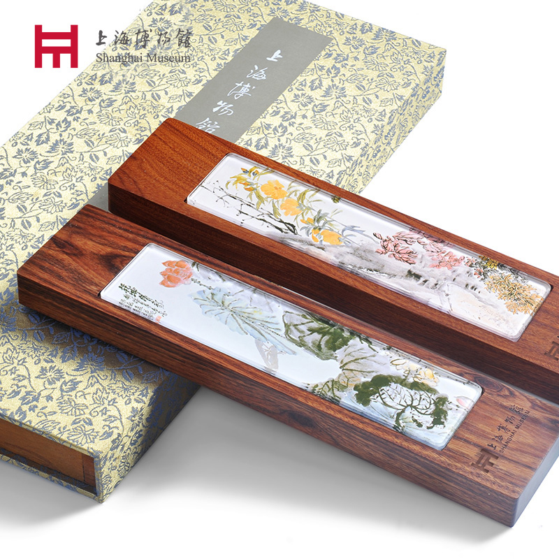 上海博物馆实木镇尺文房四宝送人