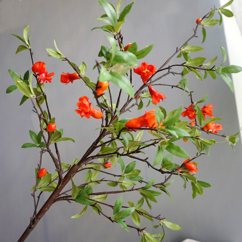 仿真石榴花装饰假花果树落地摆件