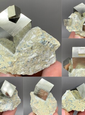 天然 西班牙 立方体 黄铁矿 矿物晶体矿石原石标本礼物收藏品摆件