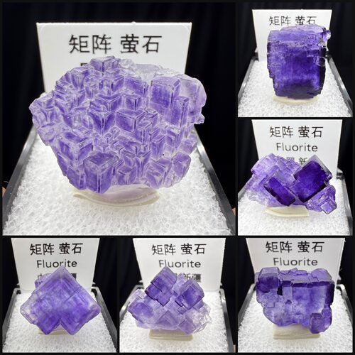 天然矿物晶体紫色萤石原石矩阵