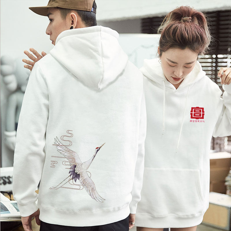 秋冬故宫文创联名卫衣京剧国潮国风文化衫定制男女情侣同款仙鹤#