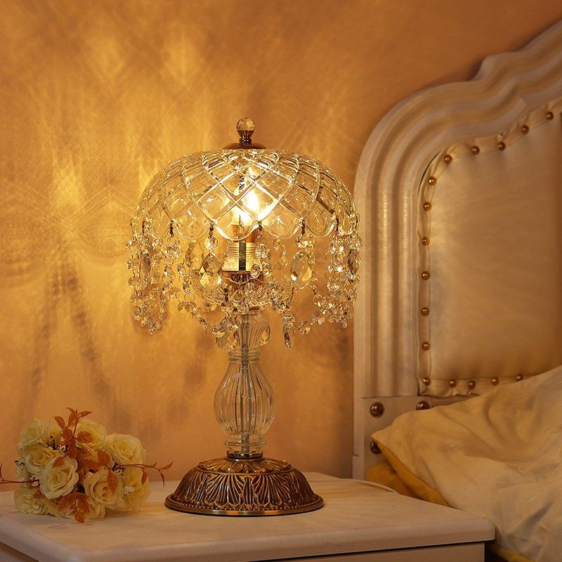 优选法式全铜玻璃吊坠o水晶台灯 轻奢高档客厅装饰ins少女卧室床