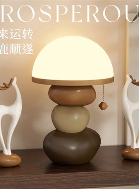 优选新中式时g来运转对鹿夜灯客厅玄关装饰摆件卧室中古风台灯乔