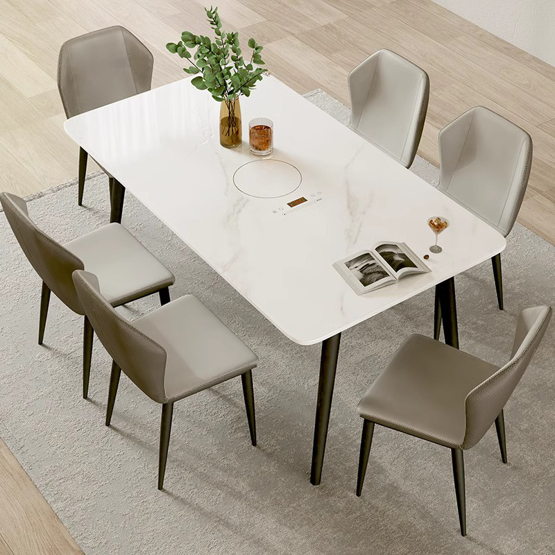 优选岩板餐桌椅组合小户型轻奢电磁炉现J代简约方桌长方桌家用饭