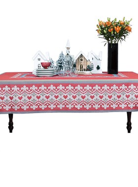 优选瑞典Ekelund美式红色桌布北欧长方形茶几新年过年Z喜庆中式餐