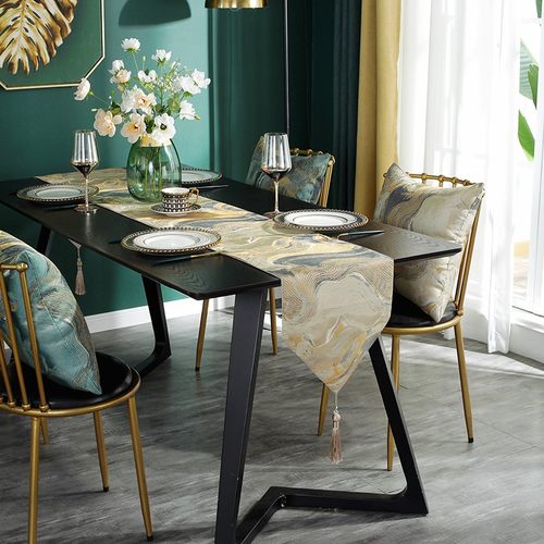 优选水墨餐桌桌旗茶席新中u式轻奢高档美式北欧茶几餐边柜斗柜长