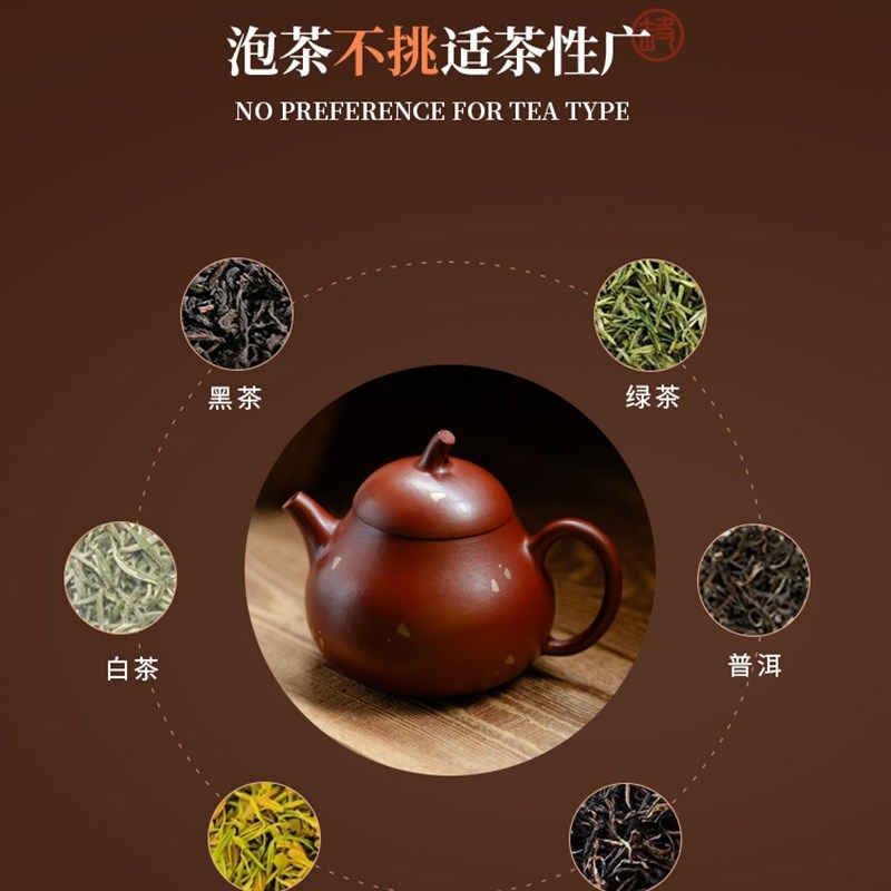 优选观策器手工洒金茄瓜壶隐紫砂壶高F档茶壶新中式家用泡茶器功