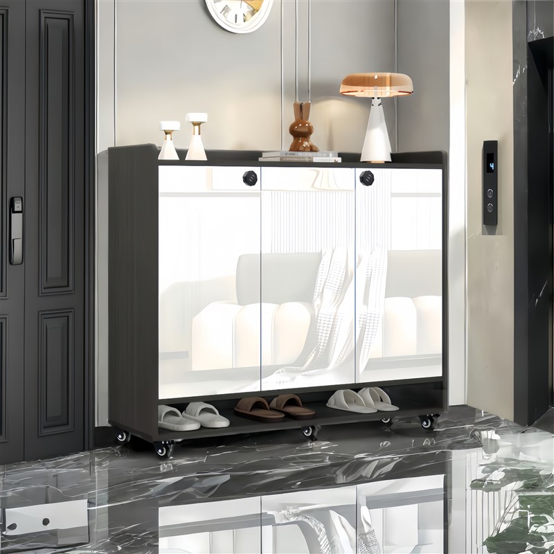 优选密码锁鞋柜家用门口u带轮子新款可移动万象轮室外走廊电梯