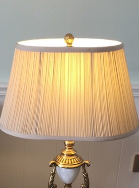 优选欧式布艺灯罩外n壳椭圆形个性创意配件简约卧室黄色台灯小落