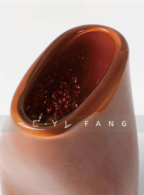 优选一匚新中式样板间红色扁口琉璃花器售楼处餐桌客厅.玄关插花