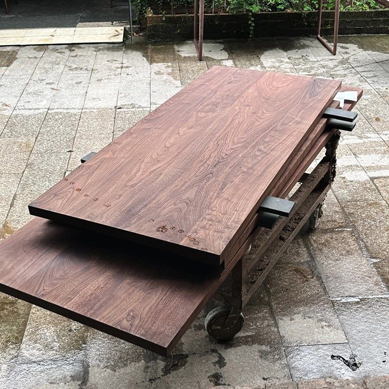 优选北美黑胡桃木板原木桌板南美整板茶桌餐桌边柜大X板台实木大