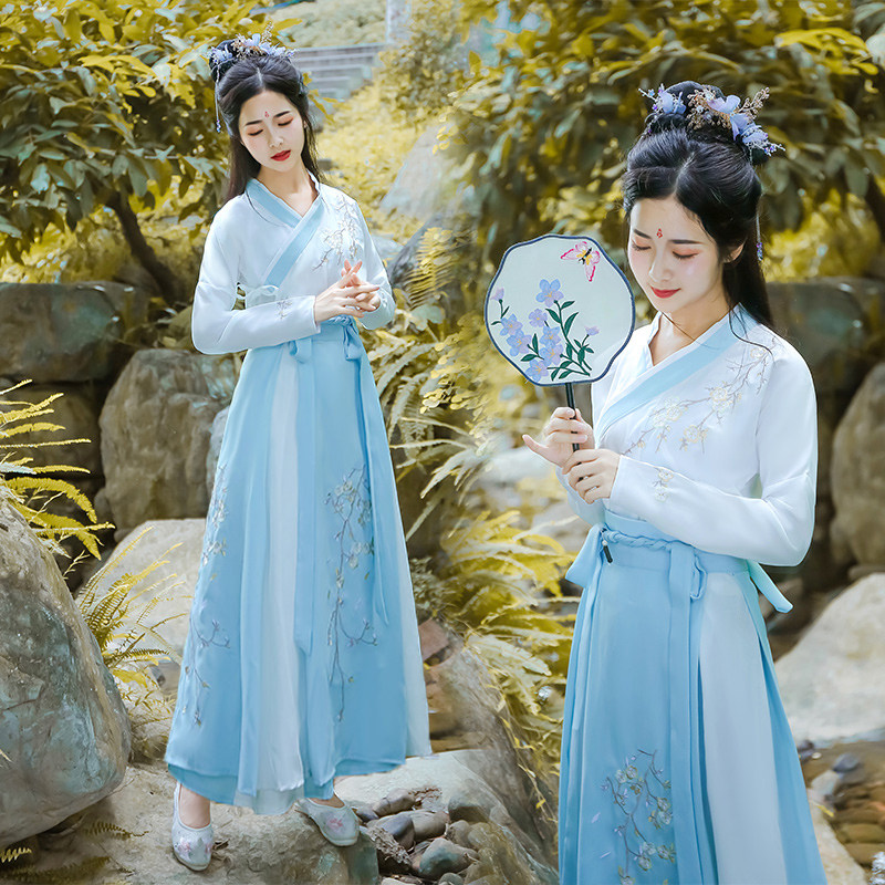 汉服女中国风古装改良齐腰襦裙春夏季新款日常学生超仙飘逸汉元素