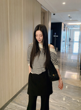 MINI STUDIO徐琳  「广岛之恋」慵懒感斜肩氛围羊毛混纺针织上衣