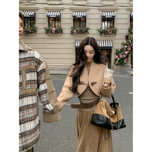 徐琳「比弗利老钱」私服定染驼色羊毛海岛绒斗篷大衣 10AM