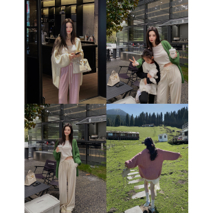 大廓形挖领13支羊毛混纺不规则亮片针织开衫 MINI STUDIO徐琳