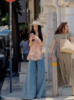 MINI STUDIO徐琳 松弛感休闲大A阔版高腰水洗牛仔裤子宽松老钱女