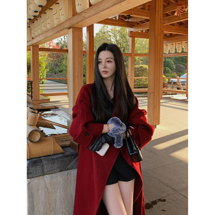 徐琳「香榭大衣」100羊毛大翻领中长款 10AM 双面呢圣诞大衣