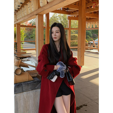 12/2  10AM 徐琳「香榭大衣」100羊毛大翻领中长款双面呢圣诞大衣