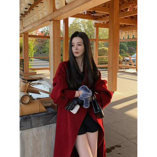 12/2  10AM 徐琳「香榭大衣」100羊毛大翻领中长款双面呢圣诞大衣