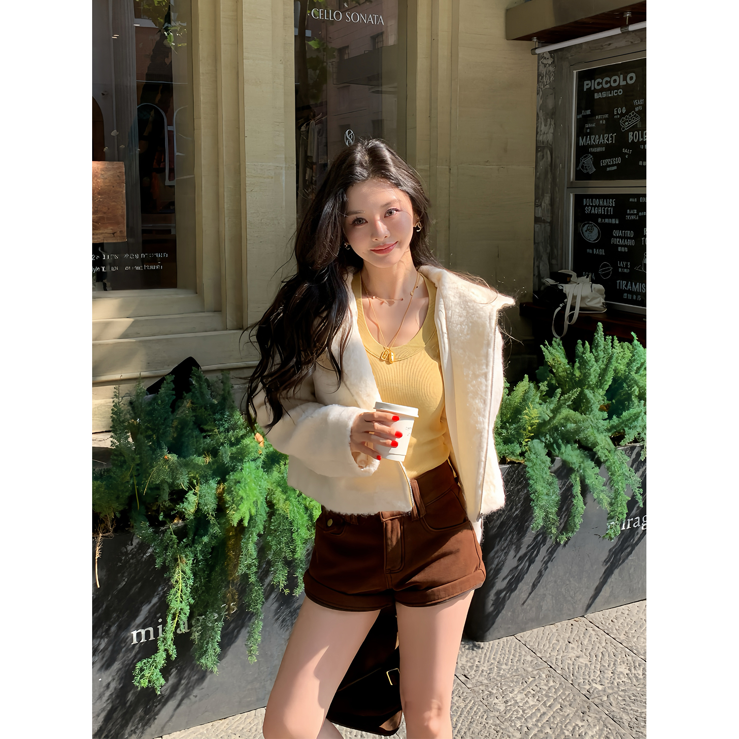 11/11 10AM徐琳「暖冬小羊羔」连帽直身毛绒颗粒感羊毛马海毛外套