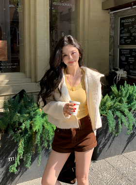 11/11 10AM徐琳「暖冬小羊羔」连帽直身毛绒颗粒感羊毛马海毛外套